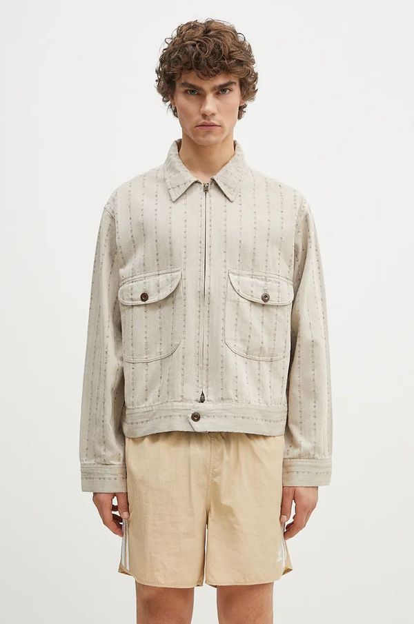 Human Made Pamučna košulja- jakna Human Made Herringbone Zip-Up Work Jacket boja: bež, za prijelazno razdoblje, HM28JK014