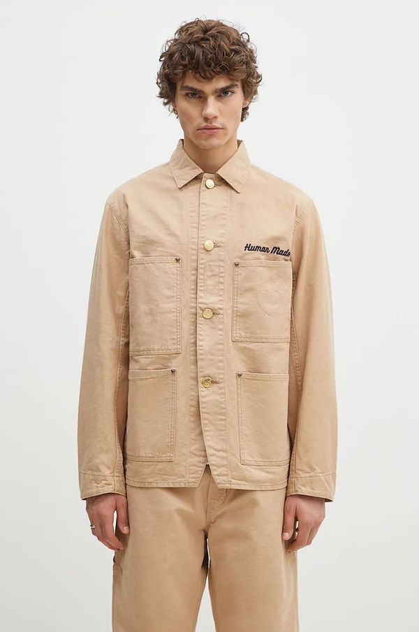 Human Made Pamučna košulja- jakna Human Made Washed Duck Coverall Jacket boja: bež, za prijelazno razdoblje, HM28JK013
