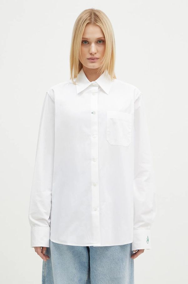 JW Anderson Pamučna košulja JW Anderson Classic Shirt za žene, boja: bijela, relaxed, s klasičnim ovratnikom, SH0334.PG1090.001