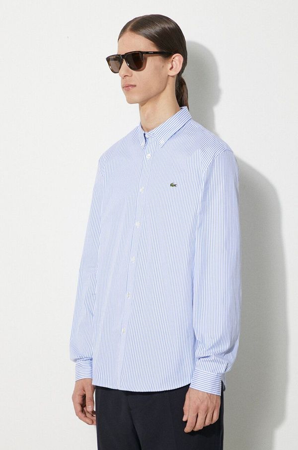 Lacoste Pamučna košulja Lacoste za muškarce, boja: bijela, regular, s button-down ovratnikom, CH2936