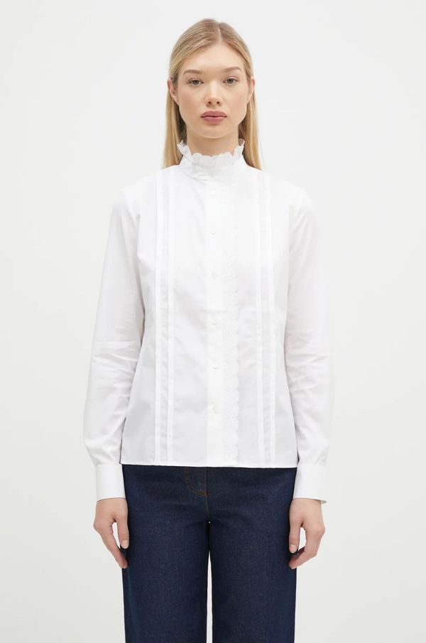 Maison Kitsuné Pamučna košulja Maison Kitsuné Craft Embroidery za žene, boja: bijela, regular, s ruskim ovratnikom, NW00414WC5010
