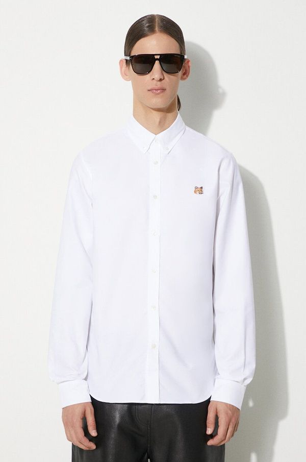 Maison Kitsuné Pamučna košulja Maison Kitsuné Mini Fox Head Classic Bd Shirt za muškarce, boja: bijela, regular, s button-down ovratnikom, MM00413WC2010