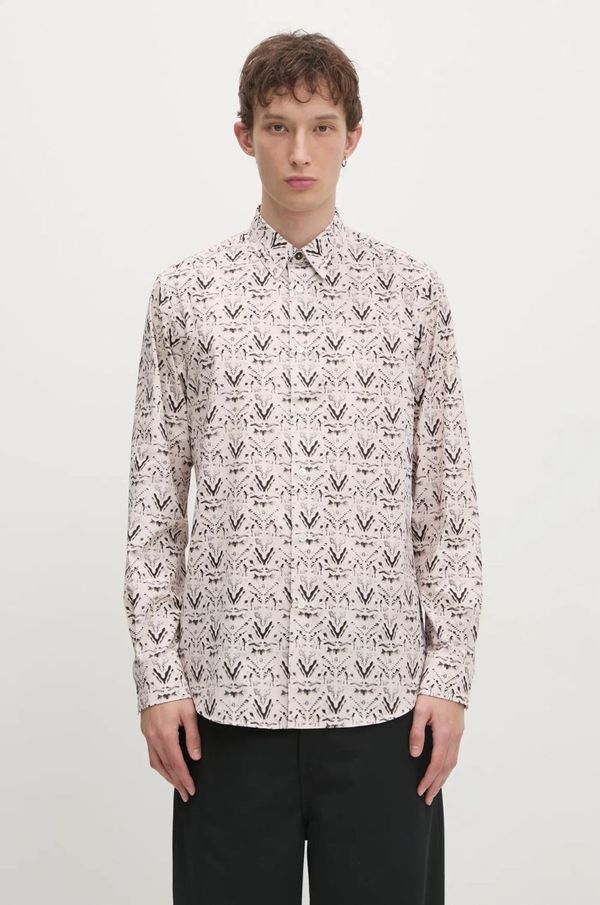 Paul Smith Pamučna košulja Paul Smith za muškarce, boja: bež, regular, s klasičnim ovratnikom, M1R-901U-P02598