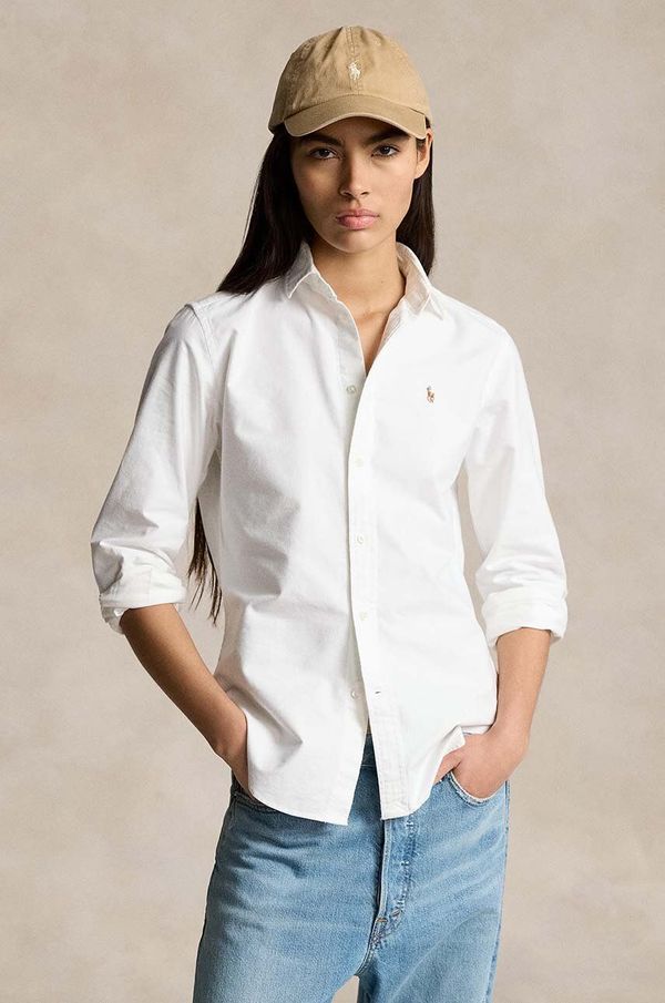 Polo Ralph Lauren Pamučna košulja Polo Ralph Lauren za žene, boja: bijela, regular, s klasičnim ovratnikom, 211891377