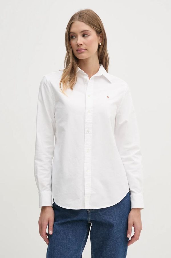 Polo Ralph Lauren Pamučna košulja Polo Ralph Lauren za žene, boja: bijela, relaxed, s klasičnim ovratnikom, 211970736