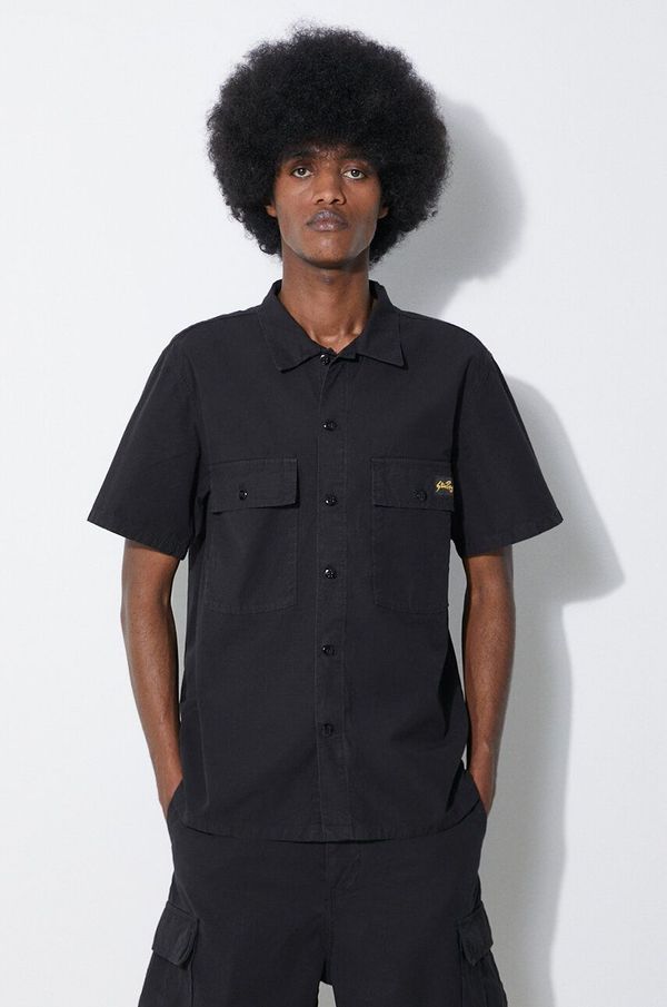 Stan Ray Pamučna košulja Stan Ray Cpo Short Sleeve za muškarce, boja: crna, slim, s klasičnim ovratnikom, SS2401963