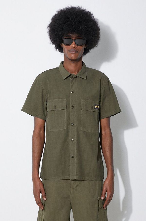 Stan Ray Pamučna košulja Stan Ray Cpo Short Sleeve za muškarce, boja: zelena, slim, s klasičnim ovratnikom, SS2401922