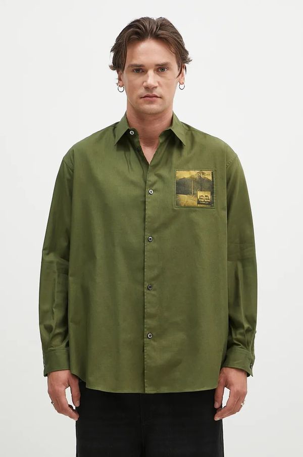 Undercover Pamučna košulja Undercover Shirt za muškarce, boja: zelena, relaxed, s klasičnim ovratnikom, UC2D4401.3