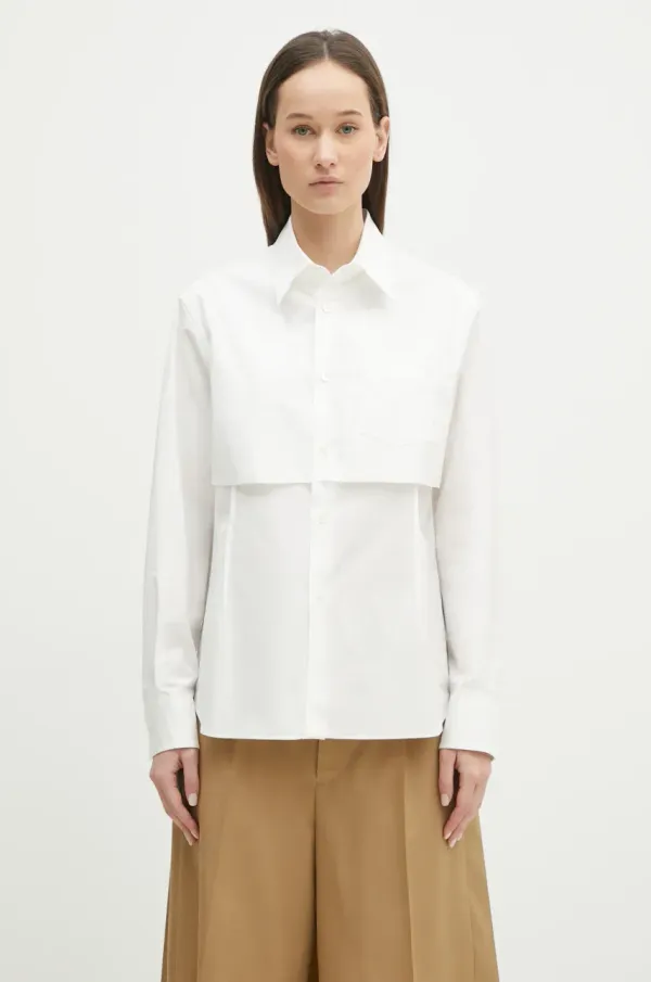 Undercover Pamučna košulja Undercover Shirt za žene, boja: bijela, regular, s klasičnim ovratnikom, UP1E1403