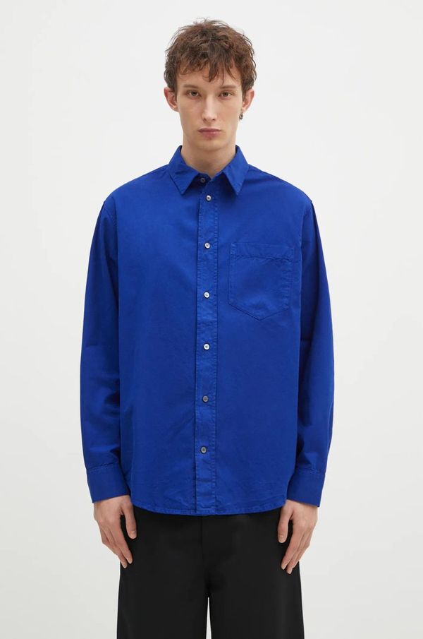 Wood Wood Pamučna košulja Wood Wood Nico Shirt za muškarce, relaxed, s klasičnim ovratnikom, 12435300.1189