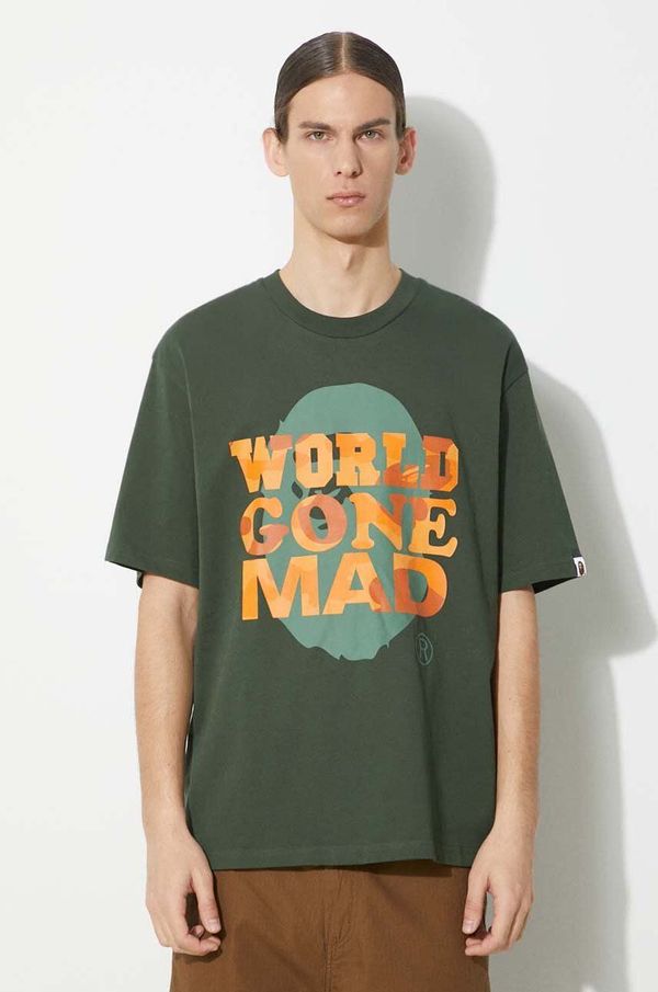 A Bathing Ape Pamučna majica A Bathing Ape Bape Wgm Tee za muškarce, boja: zelena, s tiskom, 1J80109062