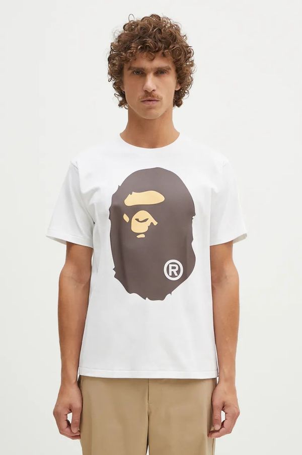 A Bathing Ape Pamučna majica A Bathing Ape BIG APE HEAD TEE za muškarce, boja: bijela, s tiskom, 1K80110002
