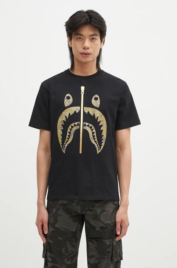 A Bathing Ape Pamučna majica A Bathing Ape BITMAP SHARK TEE za muškarce, boja: crna, s tiskom, 1K80110040