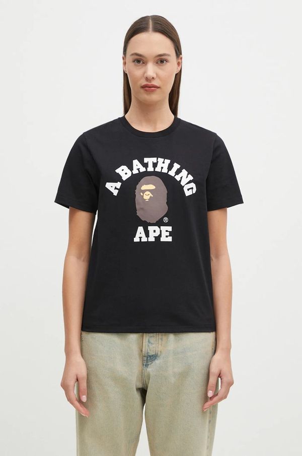 A Bathing Ape Pamučna majica A Bathing Ape COLLEGE TEE za žene, boja: crna, 1K80210001