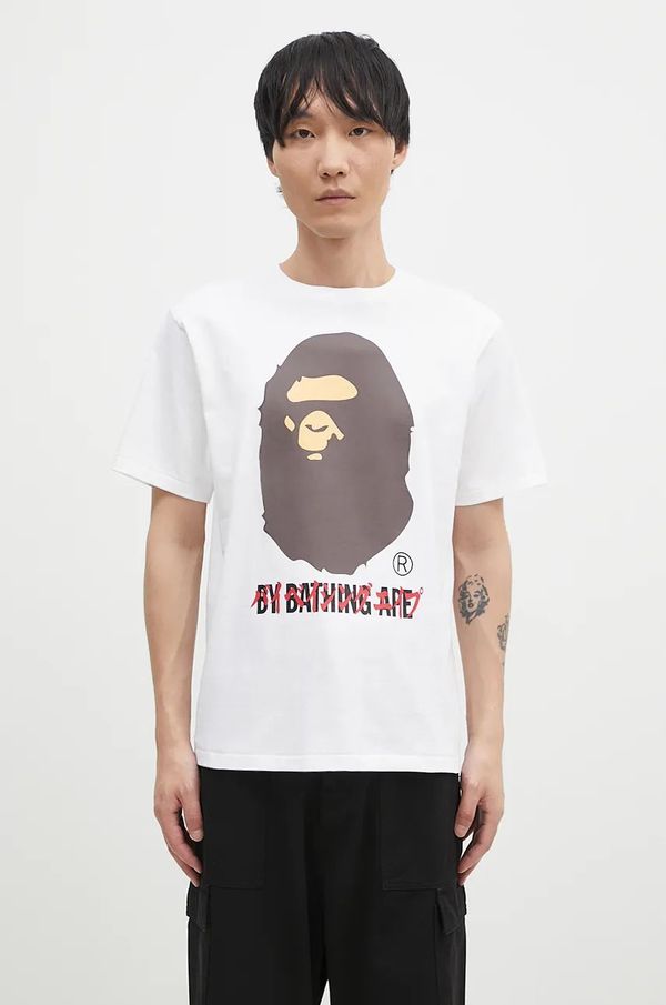 A Bathing Ape Pamučna majica A Bathing Ape KATAKANA BY BATHING APE TEE za muškarce, boja: bijela, s tiskom, 1K80110026