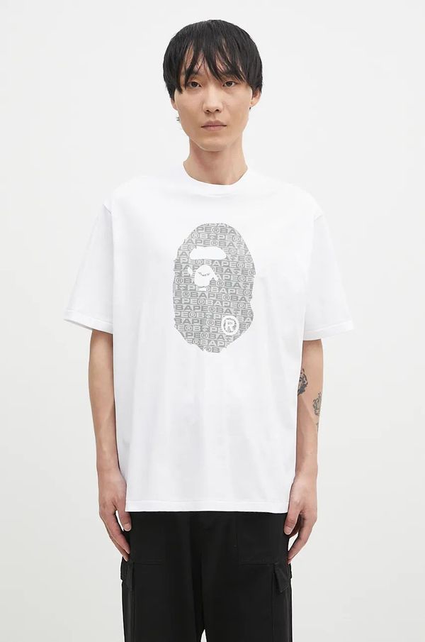 A Bathing Ape Pamučna majica A Bathing Ape LUX SPORT PATTERN APE HEAD RELAXED FIT TEE za muškarce, boja: bijela, s tiskom, 1K80110322