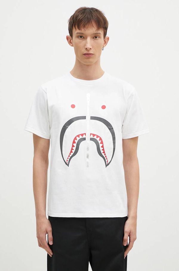 A Bathing Ape Pamučna majica A Bathing Ape Shark za muškarce, boja: bijela, s tiskom, 1K80110003