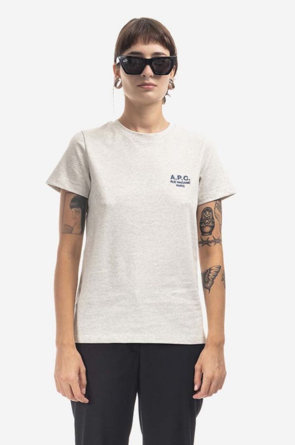 A.P.C. Pamučna majica A.P.C. Denise boja: siva, COEZC.F26842-DARKNAVY