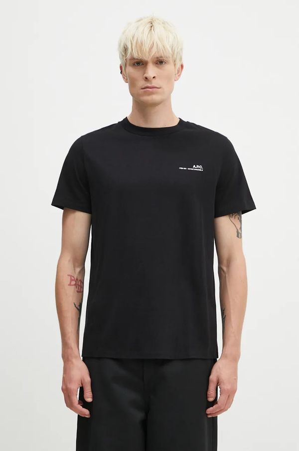 A.P.C. Pamučna majica A.P.C. Standard Item Gots za muškarce, boja: crna, s tiskom, COHBO-M26404