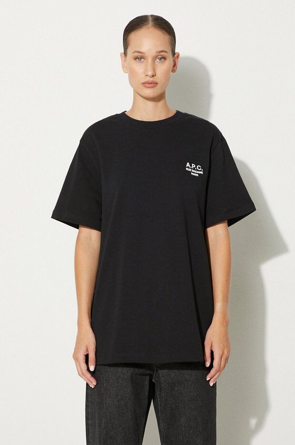 A.P.C. Pamučna majica A.P.C. standard rue madame GOTS boja: crna, s aplikacijom, COHBU.M26388