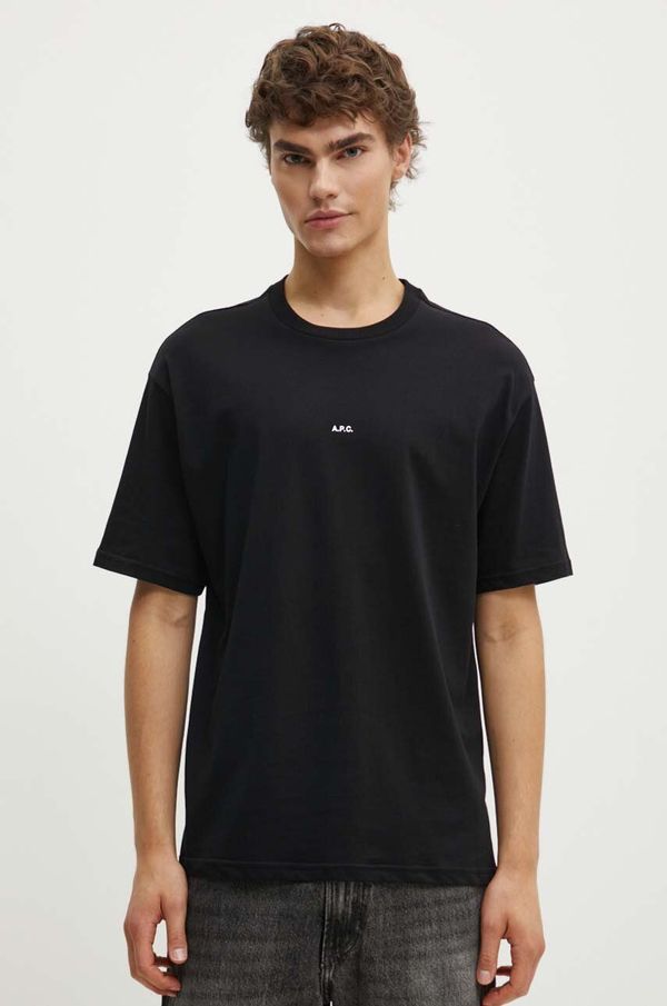 A.P.C. Pamučna majica A.P.C. t-shirt boxy micro logo GOTS za muškarce, boja: crna, bez uzorka, COHBW.H26386