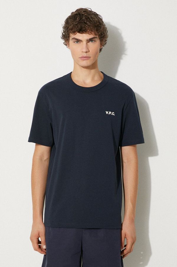 A.P.C. Pamučna majica A.P.C. t-shirt boxy petit vpc za muškarce, boja: tamno plava, melanž, COHBQ.H26391