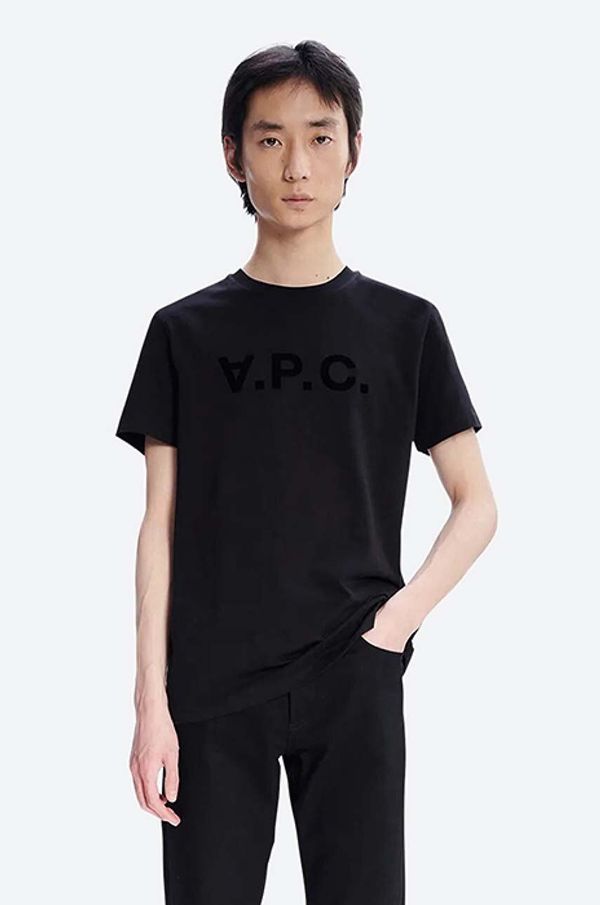 A.P.C. Pamučna majica A.P.C. Vpc Kolor boja: crna, s tiskom, COBQX.H26943-DARKNAVY