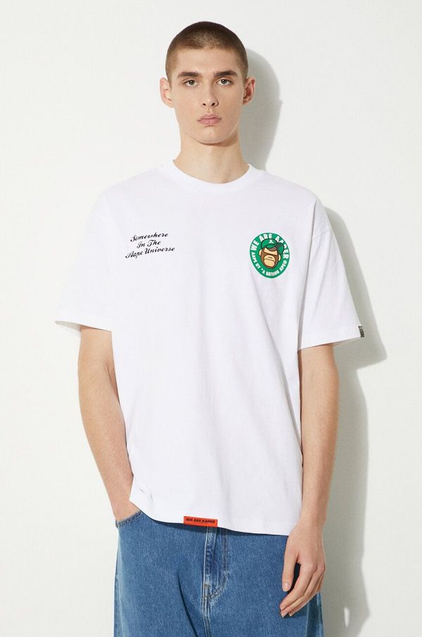 AAPE Pamučna majica AAPE Basic Tee za muškarce, boja: bijela, s tiskom, AAPTEM1495XXM