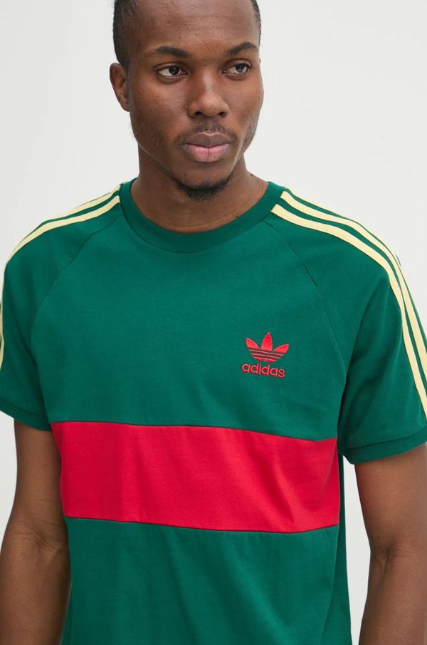 adidas Originals Pamučna majica adidas Originals 3S PANEL za muškarce, boja: zelena, s uzorkom, JD4277