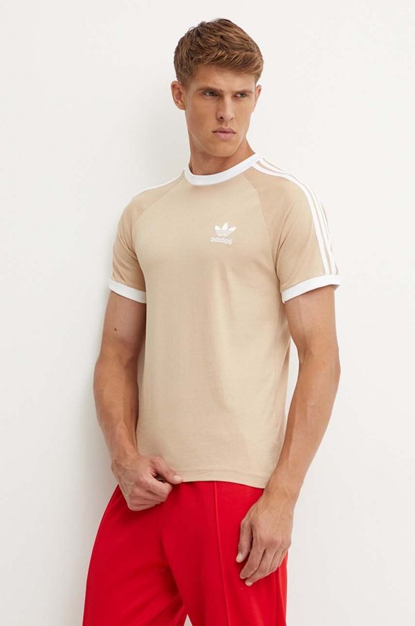 adidas Originals Pamučna majica adidas Originals Adicolor Classics 3-Stripes Tee za muškarce, boja: bež, s aplikacijom, IZ2366