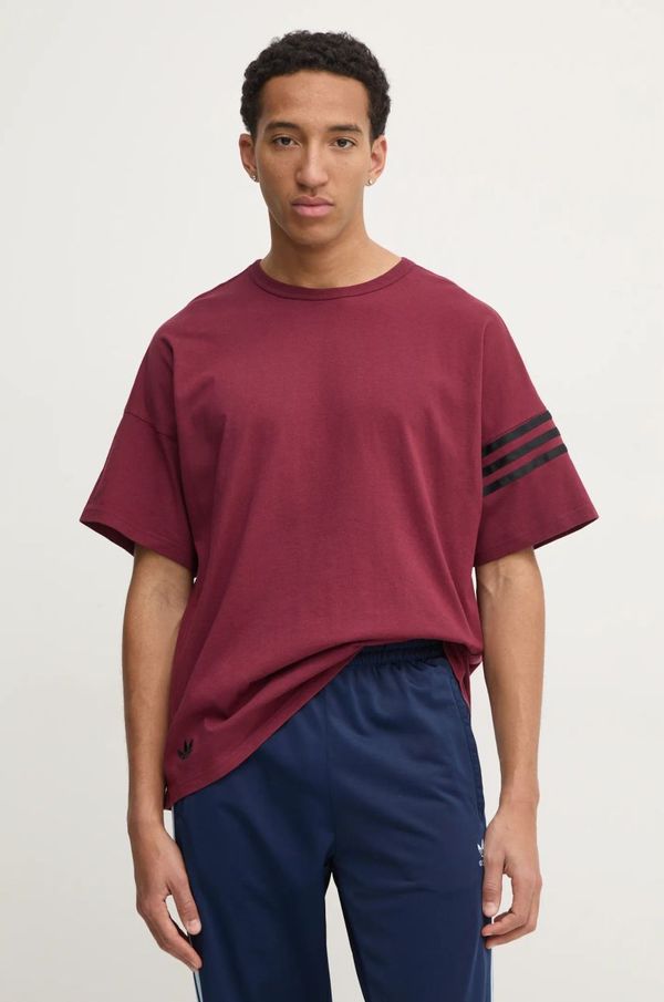 adidas Originals Pamučna majica adidas Originals Neuclassics za muškarce, boja: bordo, s aplikacijom, JC9934