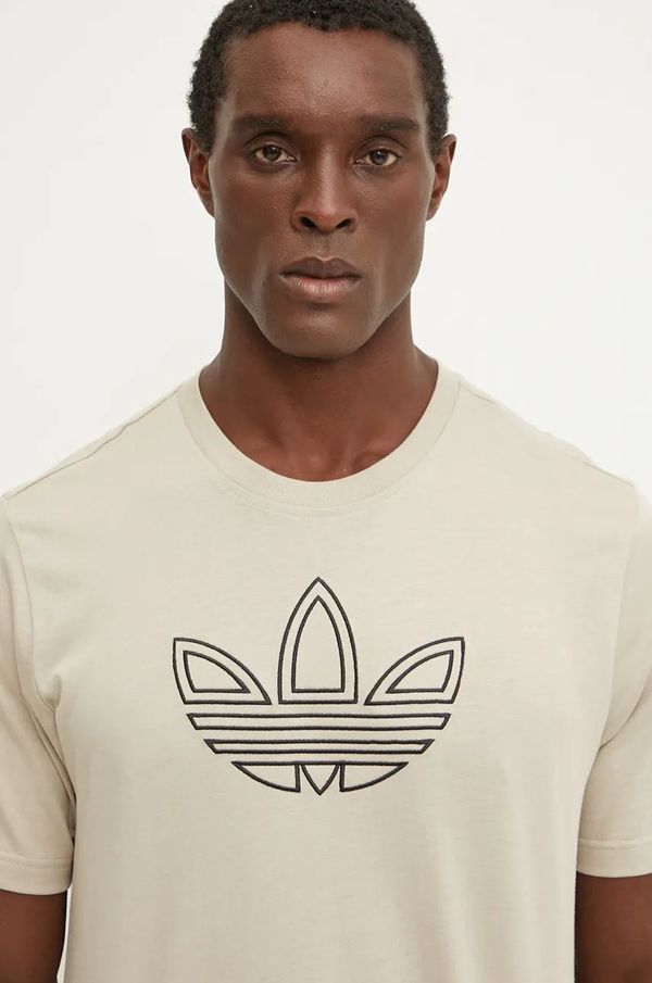 adidas Originals Pamučna majica adidas Originals Outline Tee za muškarce, boja: bež, s aplikacijom, IW5824