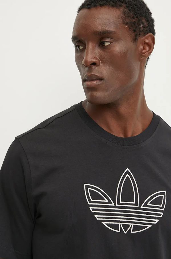 adidas Originals Pamučna majica adidas Originals Outline Tee za muškarce, boja: crna, s aplikacijom, IY4882
