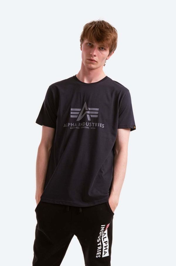 Alpha Industries Pamučna majica Alpha Industries Basic Basic T-Shirt boja: tamno plava, s tiskom, 100501.07-navy 100501.07
