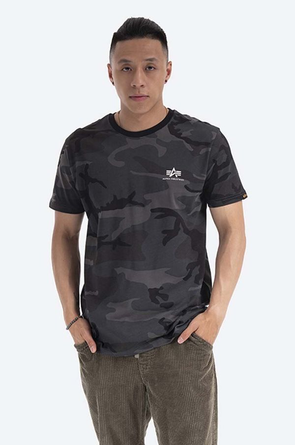 Alpha Industries Pamučna majica Alpha Industries Basic Basic T Small Logo Camo boja: crna, s uzorkom, 188505C.125-black 188505C.125
