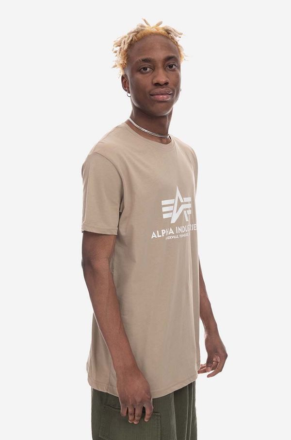 Alpha Industries Pamučna majica Alpha Industries Basic T-Shirt boja: bež, s tiskom, 100501.679-beige