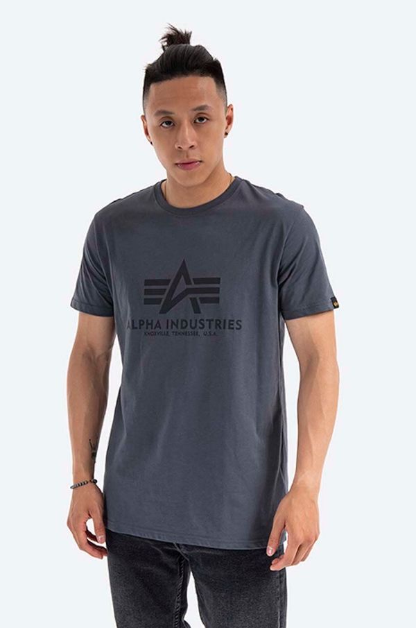 Alpha Industries Pamučna majica Alpha Industries Basic T-Shirt boja: siva, s uzorkom, 100501.412-grey 100501.412