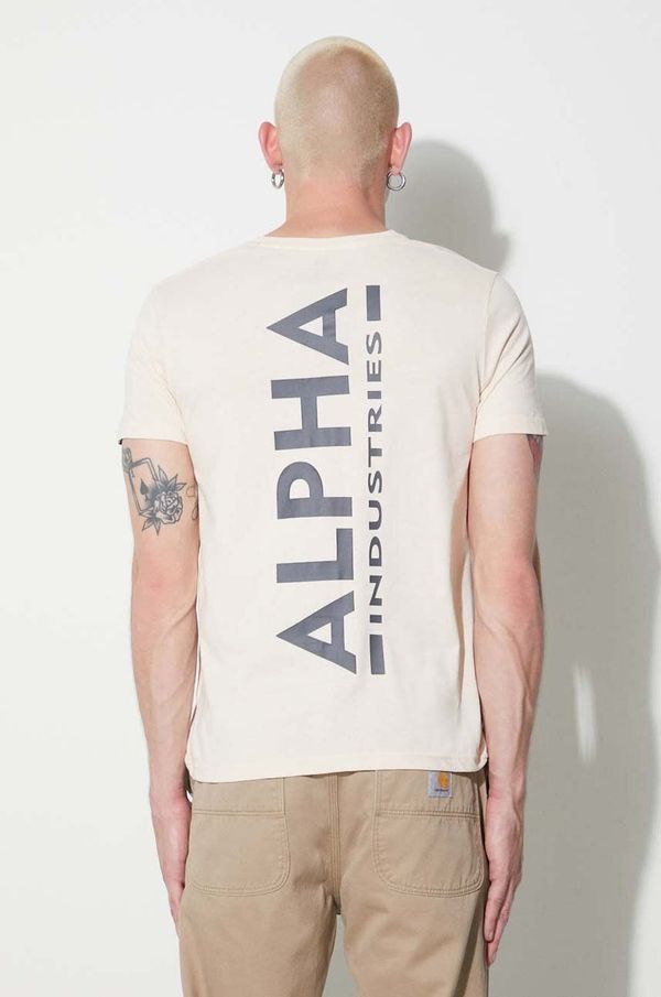 Alpha Industries Pamučna majica Alpha Industries boja: bež, s tiskom, 128507.578-JetStreamW