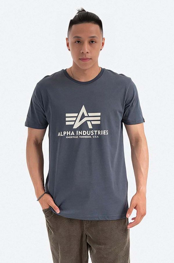 Alpha Industries Pamučna majica Alpha Industries boja: siva, s tiskom, 100501.136-grey