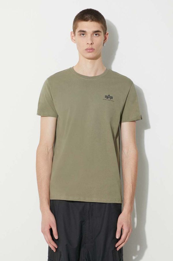 Alpha Industries Pamučna majica Alpha Industries boja: zelena, glatki model, 188505.11-green