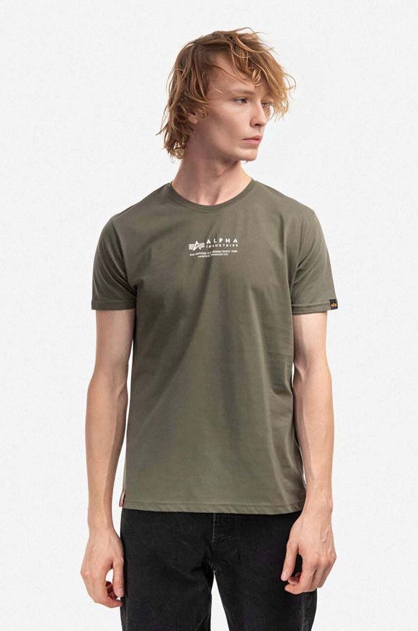 Alpha Industries Pamučna majica Alpha Industries boja: zelena, s tiskom, 108501.142-green