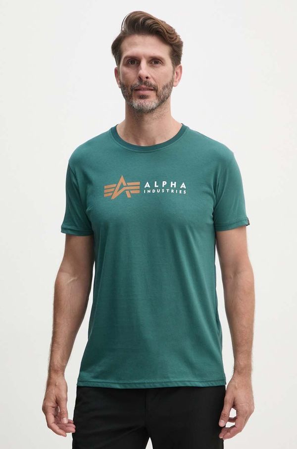 Alpha Industries Pamučna majica Alpha Industries Label za muškarce, boja: zelena, s tiskom, 118502