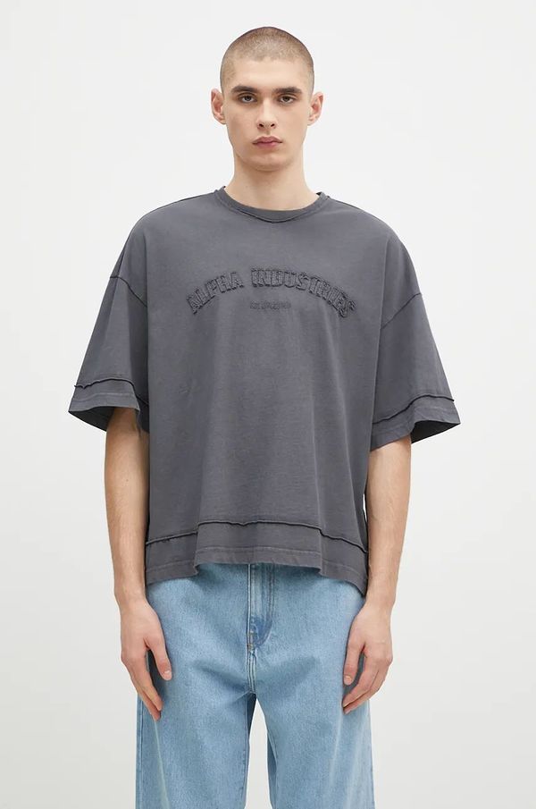 Alpha Industries Pamučna majica Alpha Industries Open Edge za muškarce, boja: siva, s aplikacijom, 148505