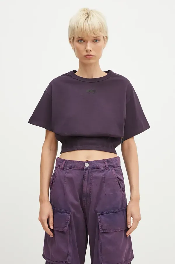 Alpha Industries Pamučna majica Alpha Industries Waisted za žene, boja: ljubičasta, 148070