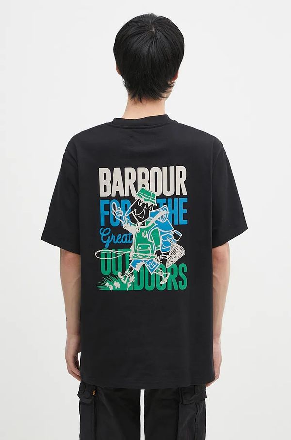 Barbour Pamučna majica Barbour Leonard OS Graphic za muškarce, boja: crna, s tiskom, MTS1353
