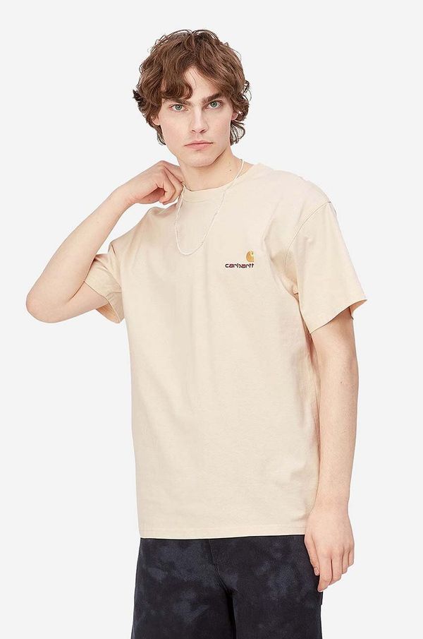 Carhartt WIP Pamučna majica Carhartt WIP American Script boja: bež, glatki model, I029956-NATURAL