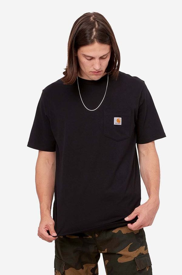 Carhartt WIP Pamučna majica Carhartt WIP boja: crna, glatki model, I030434.BLACK-BLACK