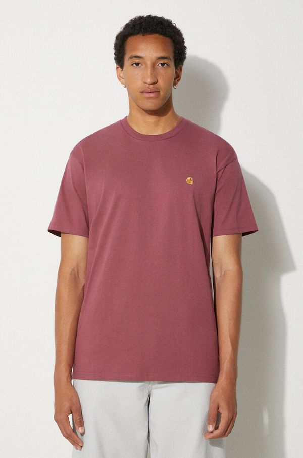 Carhartt WIP Pamučna majica Carhartt WIP Chase za muškarce, boja: ružičasta, bez uzorka, I026391.2BBXX