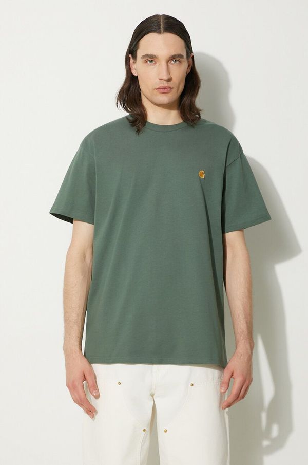 Carhartt WIP Pamučna majica Carhartt WIP Chase za muškarce, boja: zelena, bez uzorka, I026391.29YXX