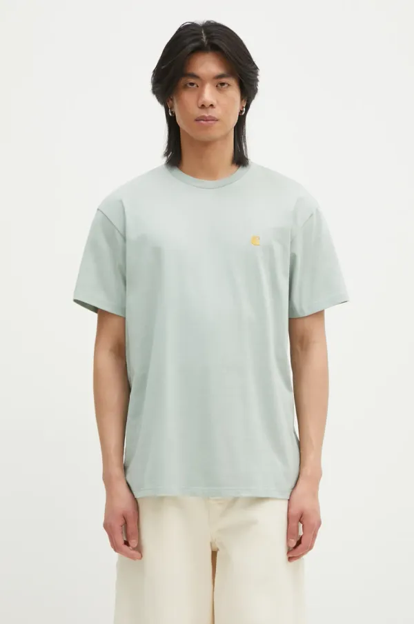Carhartt WIP Pamučna majica Carhartt WIP Chase za muškarce, boja: zelena, s aplikacijom, I026391.2O2XX